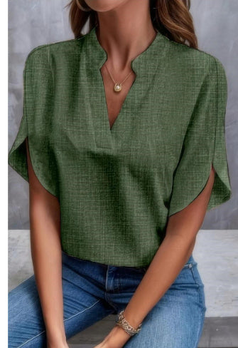 LÉONA | Chemise Décontractée à Col en V