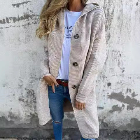 Cardigan mi-long décontracté pour femme, nouveau pull