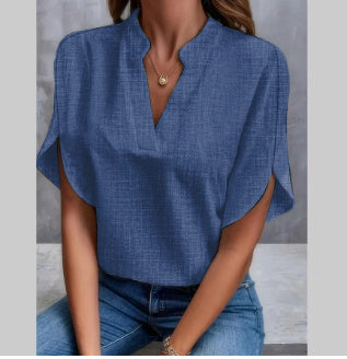 LÉONA | Chemise Décontractée à Col en V