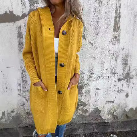 Cardigan mi-long décontracté pour femme, nouveau pull