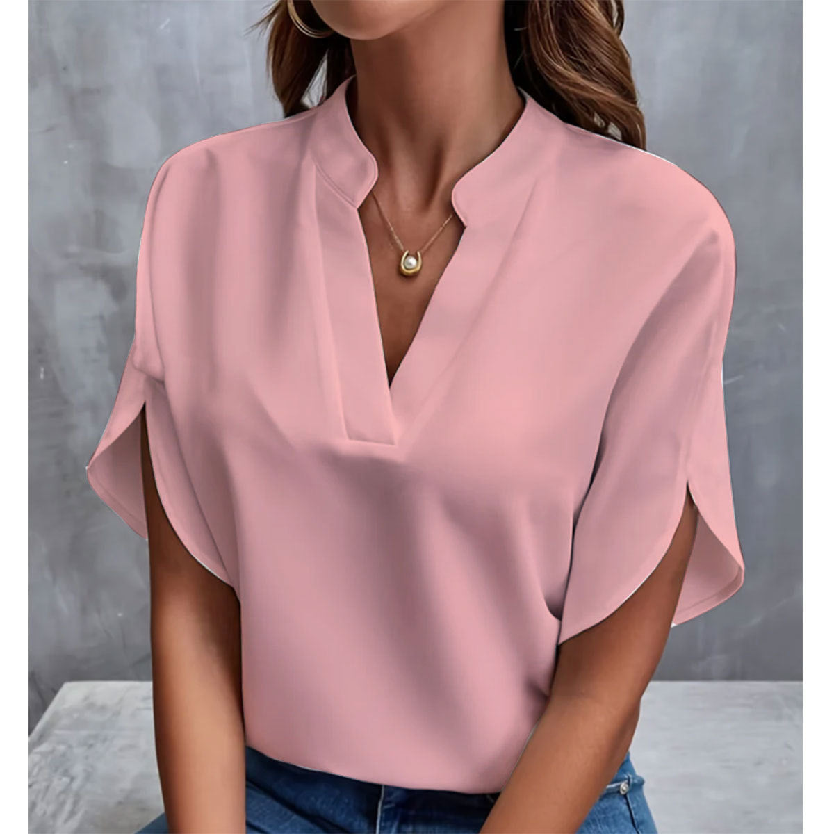 LÉONA | Chemise Décontractée à Col en V