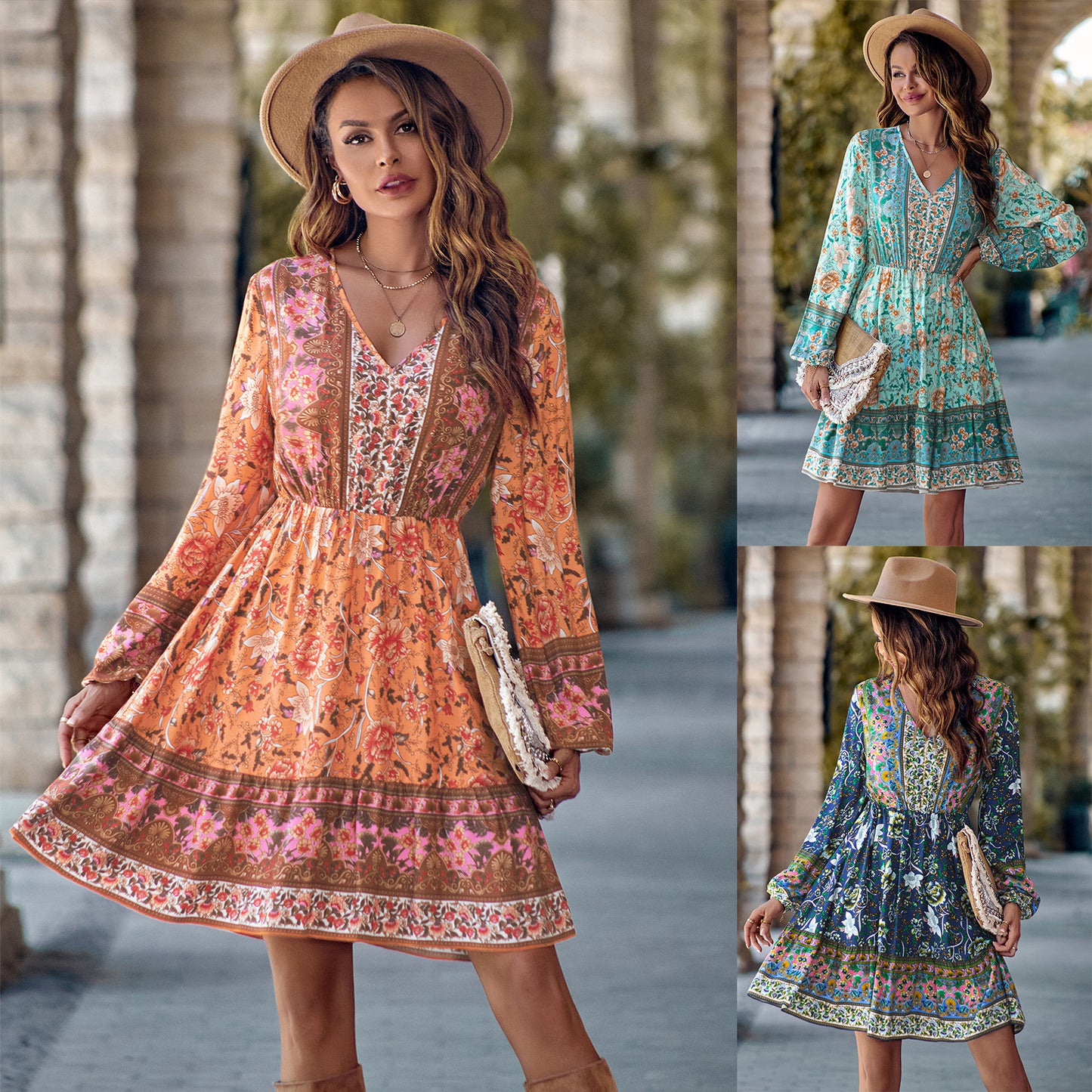 VALENZA | Robe Bohème Ceinturée à Col V