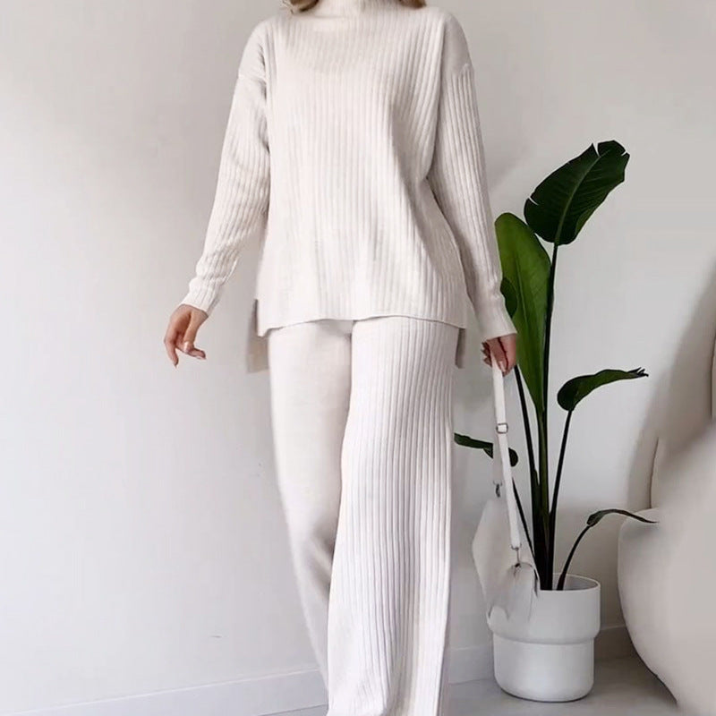 Ensemble Haut Col Roulé Uni et Pantalon pour Femmes