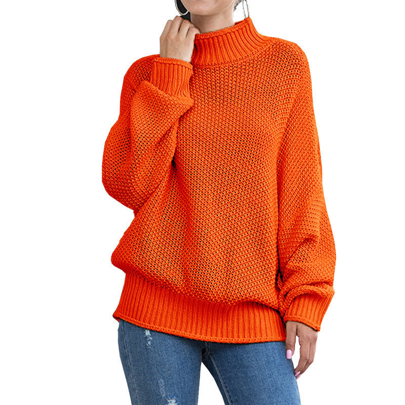 Pull à col roulé en maille pour femme