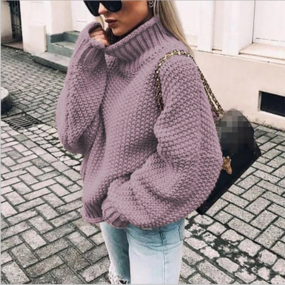 Pull à col roulé en maille pour femme