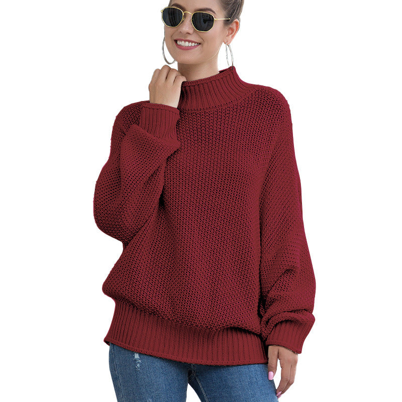 Pull à col roulé en maille pour femme