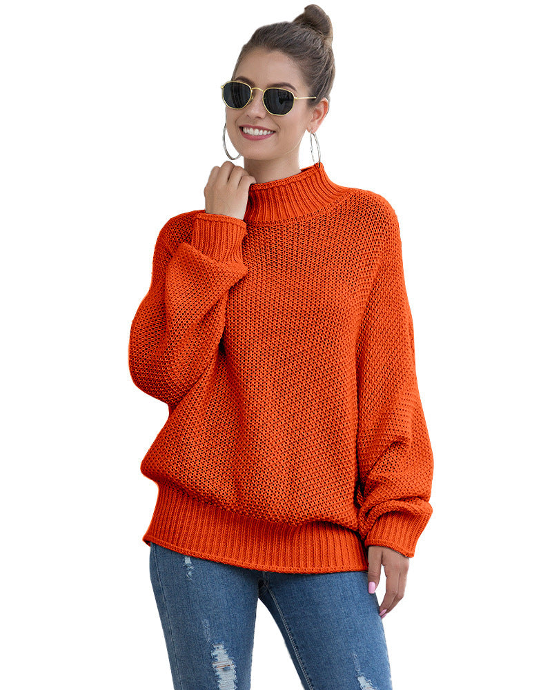 Pull à col roulé en maille pour femme