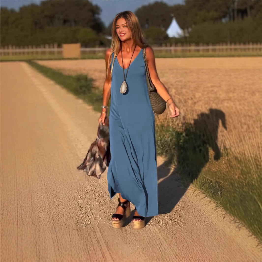 VÉNÉA | Robe Sexy à Bretelles et Décolleté en V Tendance