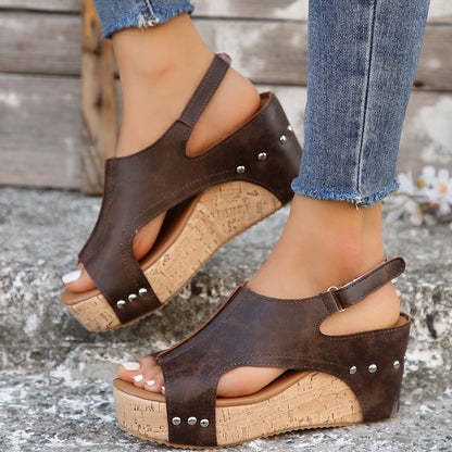 RIVÉA | Sandales à Rivets Peep Toe