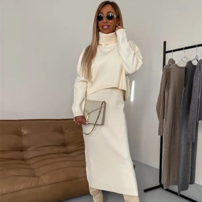 Ensemble pull col roulé et robe longue