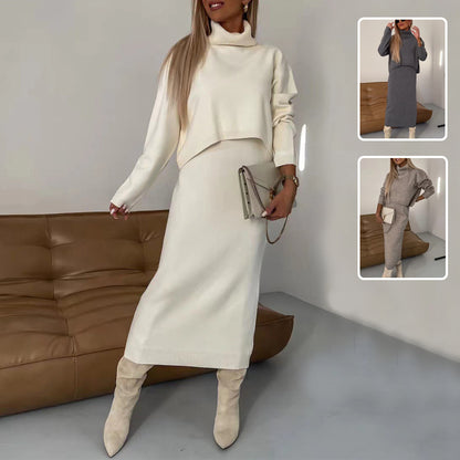 Ensemble pull col roulé et robe longue