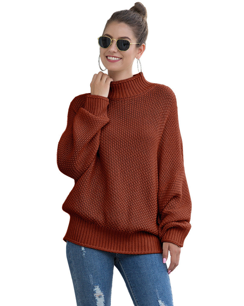 Pull à col roulé en maille pour femme