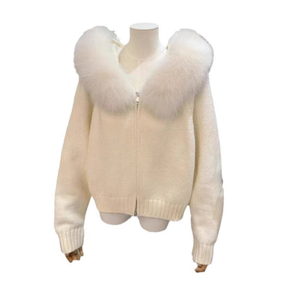 Cardigan à capuche en tricot pour femme, qualité supérieure