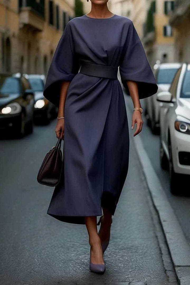 Robe élégante cintrée, style haut de gamme, couleur unie