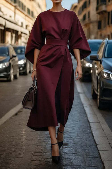 Robe élégante cintrée, style haut de gamme, couleur unie