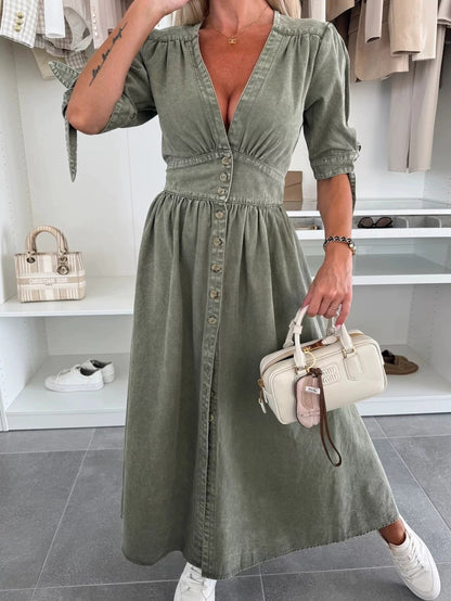 JEANORA | Robe Décolleté en Denim Chic