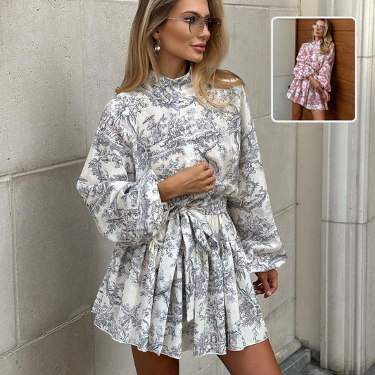 INKELIA | Robe Imprimée à Manches Bouffantes