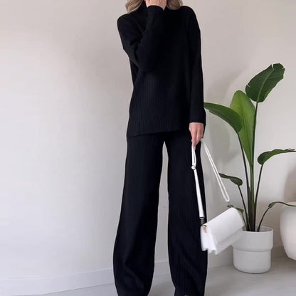 Ensemble Haut Col Roulé Uni et Pantalon pour Femmes