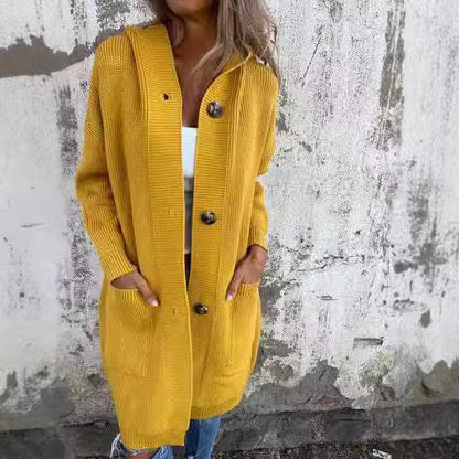 Cardigan mi-long décontracté pour femme, nouveau pull