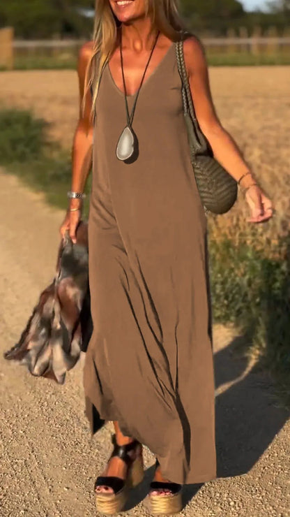 VÉNÉA | Robe Sexy à Bretelles et Décolleté en V Tendance