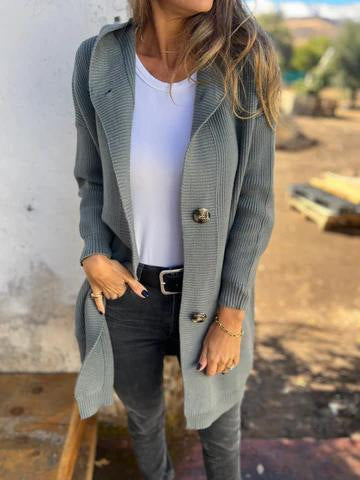 Cardigan mi-long décontracté pour femme, nouveau pull