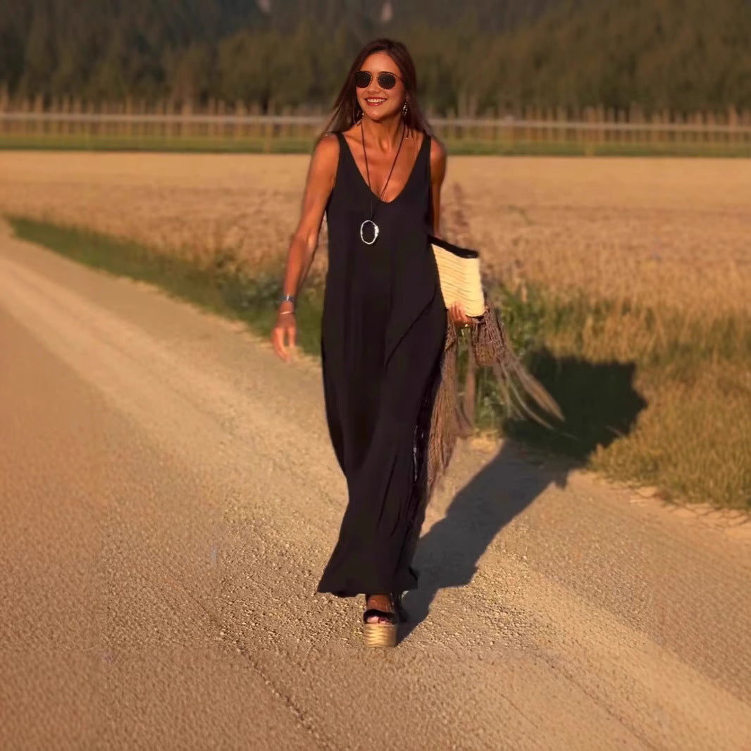 VÉNÉA | Robe Sexy à Bretelles et Décolleté en V Tendance