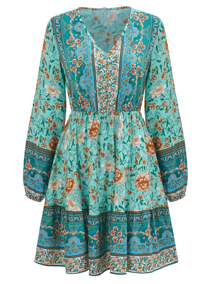 VALENZA | Robe Bohème Ceinturée à Col V